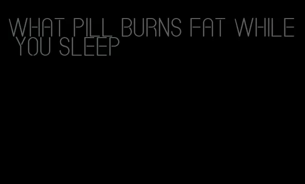 what pill burns fat while you sleep