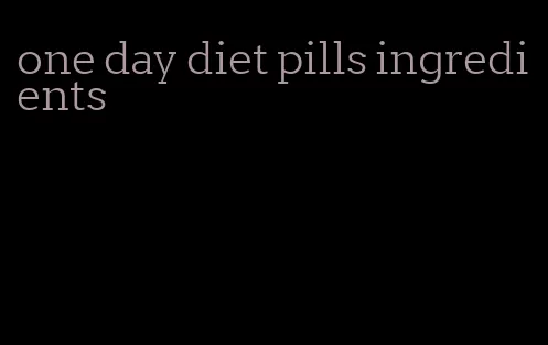 one day diet pills ingredients