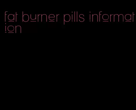 fat burner pills information