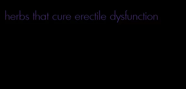 herbs that cure erectile dysfunction