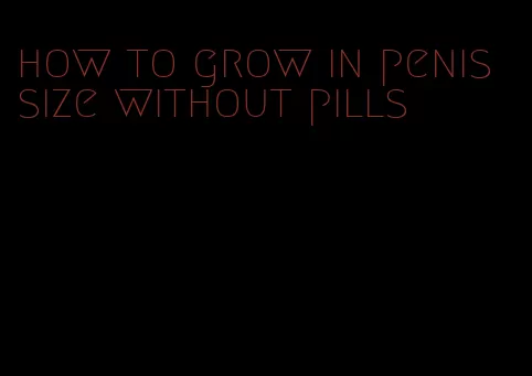 how to grow in penis size without pills