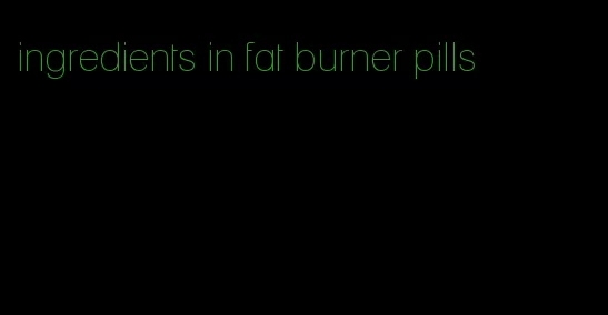 ingredients in fat burner pills