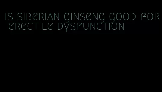 is siberian ginseng good for erectile dysfunction