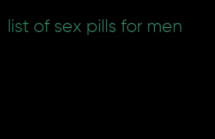 list of sex pills for men