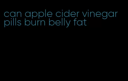 can apple cider vinegar pills burn belly fat